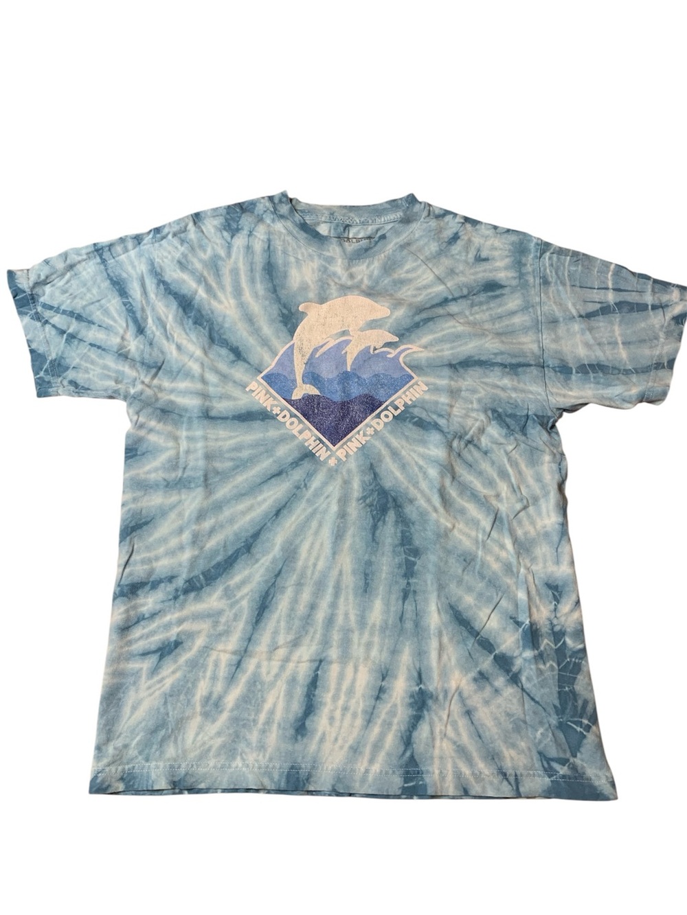 Pink + Dolphin Blue Tie Dye Graphic T-Shirt Men's Size Small